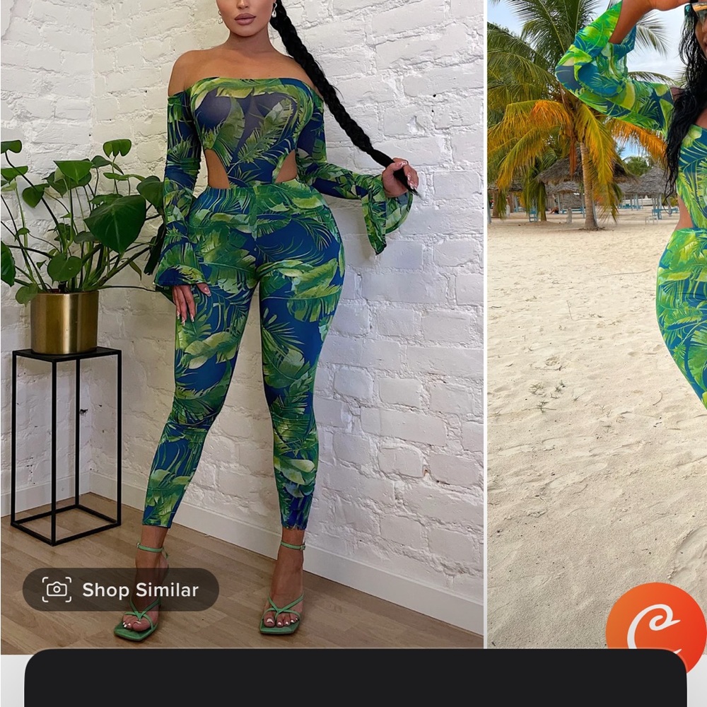 Tropical mesh pant set for the beach